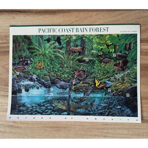 2000 USPS Pacific Coast Rain Forest 33¢ Stamp Sheet Mint NH Nature of America